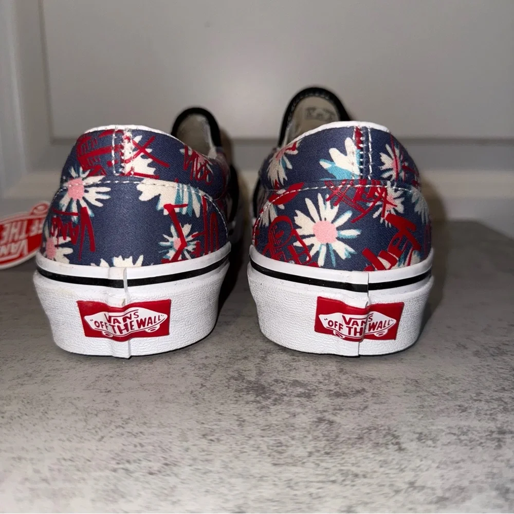 Vans Classic Slip On Crew Floral Men’s 5.5 / Women's 7 Blue Purple Red Shoes - Picture 3 of 7